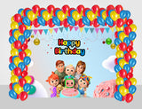 Cocomelon Theme Birthday Party Decoration kit with Backdrop & Balloons