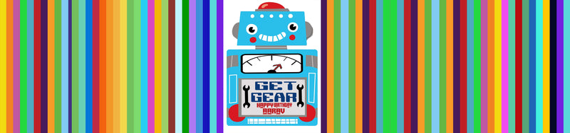 Robot Theme Birthday Party Water Bottle Labels