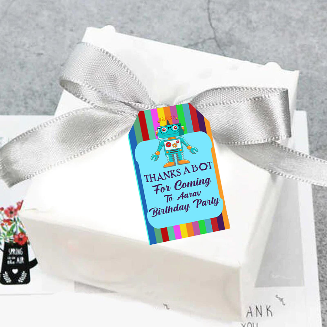 Robot Theme Birthday Party Thank You Gift Tags