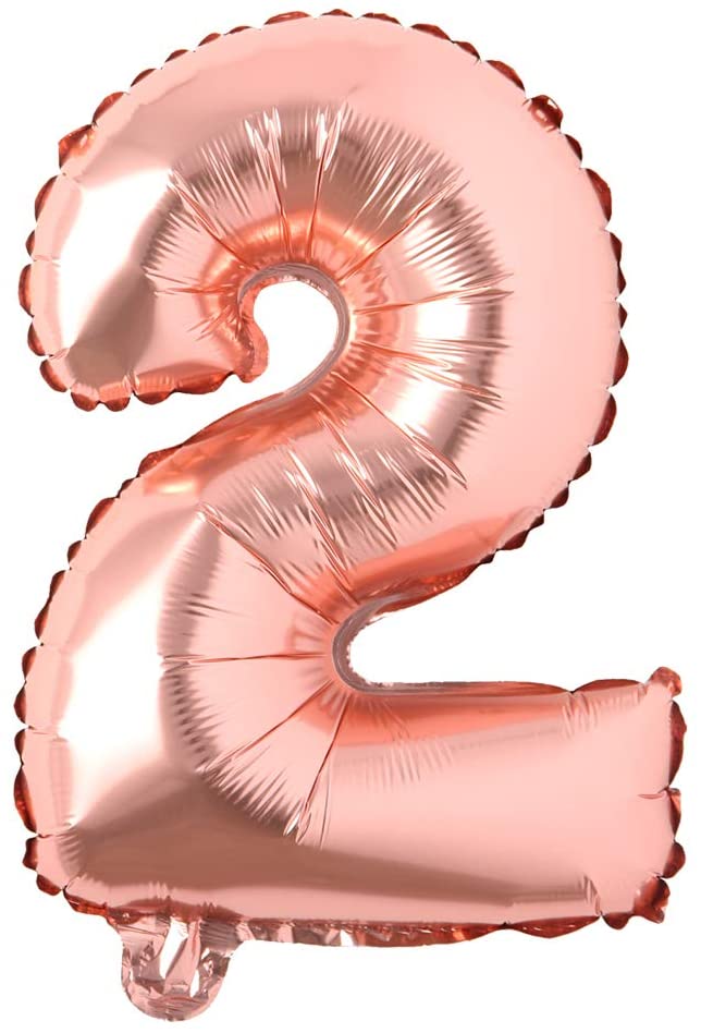 Rose Gold Digit Foil Birthday Party Balloon Number 2