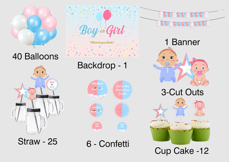 Baby Shower Complete Party Kit with Backdrop & Decorations