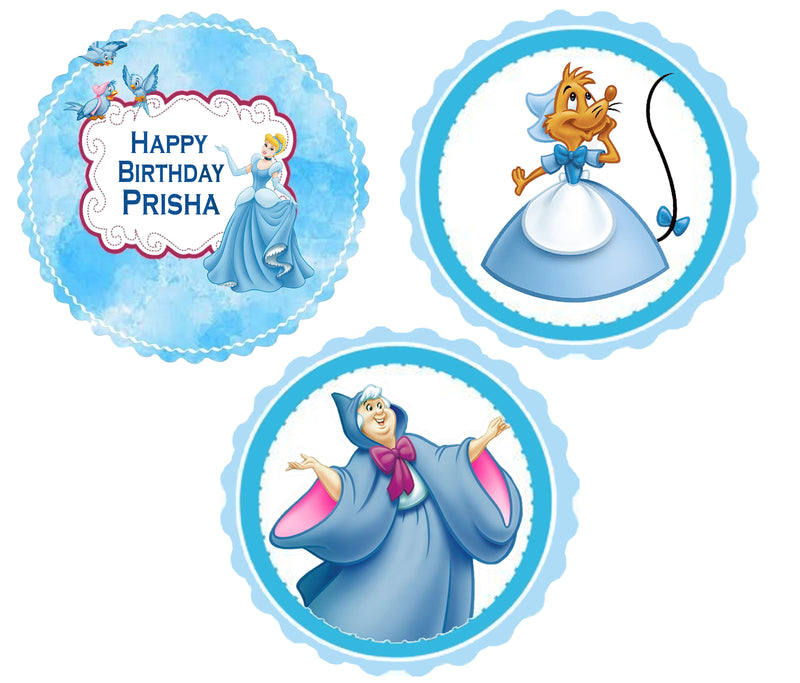 Cinderella Theme Birthday Party Cupcake Toppers