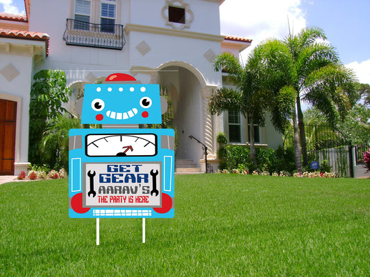 Robot Theme Birthday Party Welcome Board