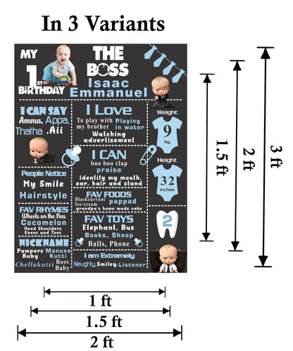 Boss Baby Customized Chalkboard Milestone Board for Kids Birthday Party