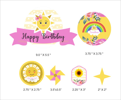 Sunshine Theme Birthday Party Cake Topper /Cake Decoration Kit