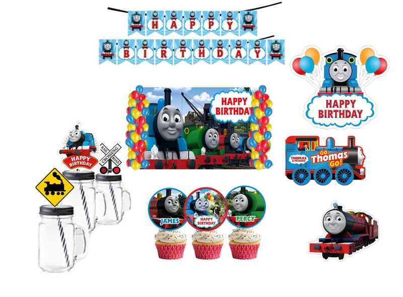 Thomas & Friends Theme Birthday Party Combo Kit with Backdrop & Decorations