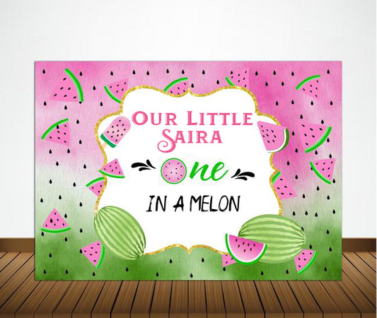 One In A Melon Theme Birthday Party Backdrop