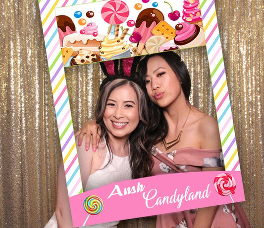 Candy Land Theme Birthday Party Selfie Photo Booth Frame & Props