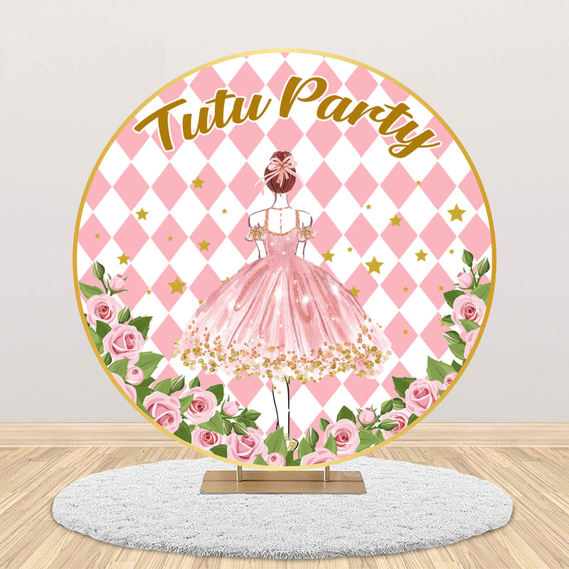 Ballerina Theme Round Birthday Party Backdrop
