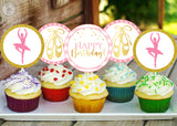 Ballerina Theme Birthday Party Cupcake Toppers for Decoration