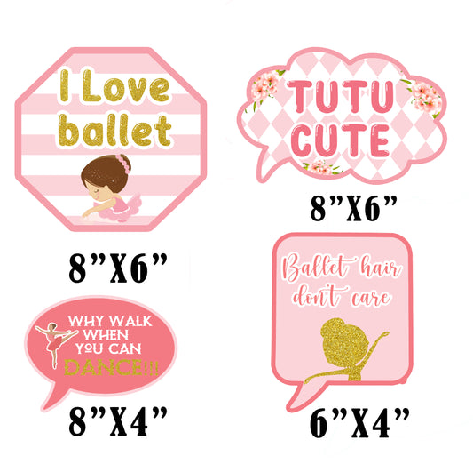 Ballerina Theme Birthday Party Photo Booth Props Kit