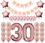 Rose Gold Sweet Party Supplies - Sweet Gifts for Girls - Birthday Party Decorations - Happy Birthday Banner, Number and Confetti Balloons (30th Birthday)