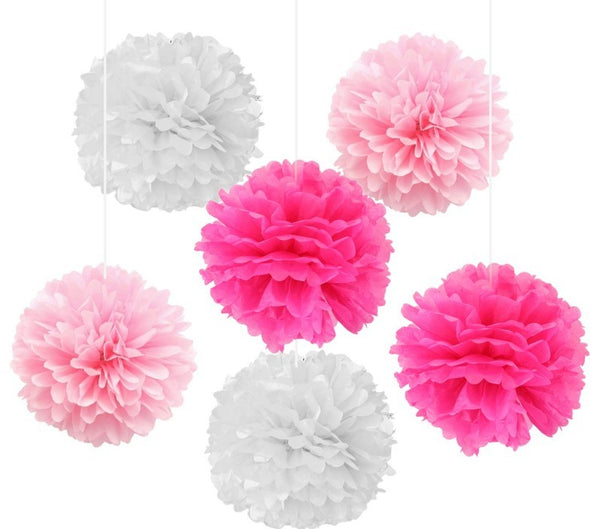 Dark Pink ,Light Pink And White Pompom Flower Decoration