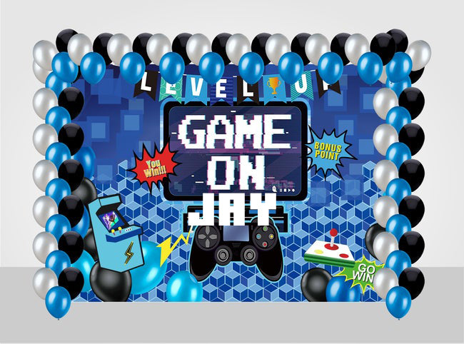 Gaming Theme Decoration Kit With Backdrop And Balloons