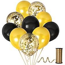 Metallic Gold And Black Balloons  Confetti Balloon