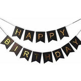 Happy Birthday Decoration Combo, HBD Banner - Gold Foiled Fringe Curtain - Foil Balloons - Latex Balloons, Photo Props