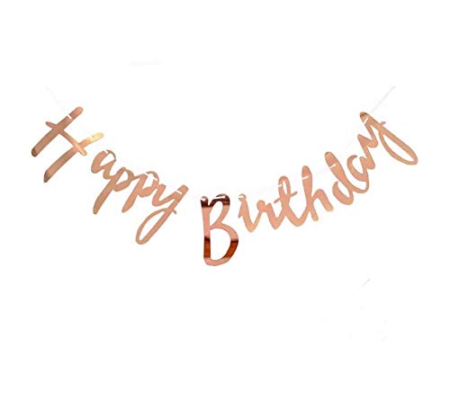 Happy Birthday Banner Cursive Letters - Rose Gold
