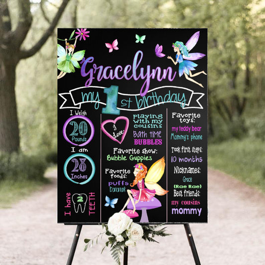 Butterfly & Fairies Theme Chalkboard/Milestone Board