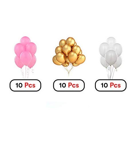 Birthday Decoration Combo For Girls - Pink Banner, Pink, White &Golden Balloons & Fringe Curtain Golden