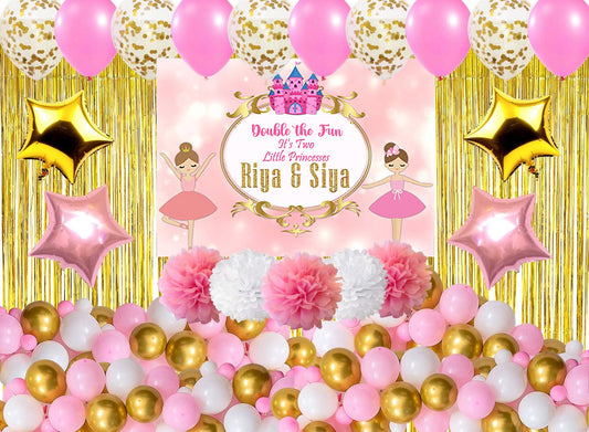 Twins Girls Theme Birthday Party Complete Decoration Kit