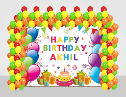 Joyful Birthday Decoration Kit With Backdrop and Balloons