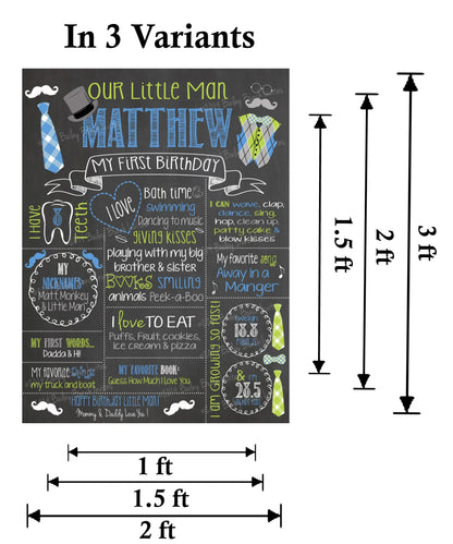 Little Man Theme Customized Chalkboard/Milestone Board for Kids Birthday Party