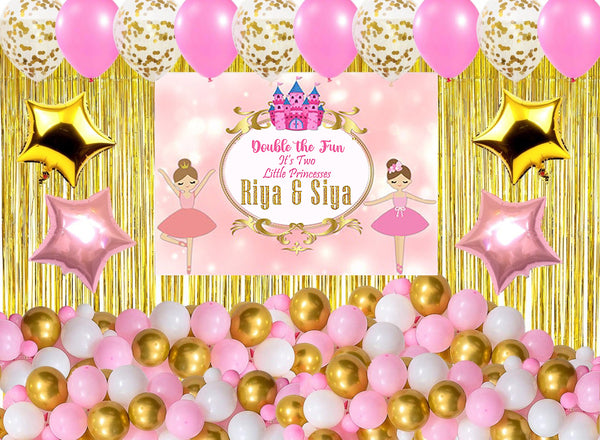 Twins Girls Theme Birthday Party Complete Decoration Kit
