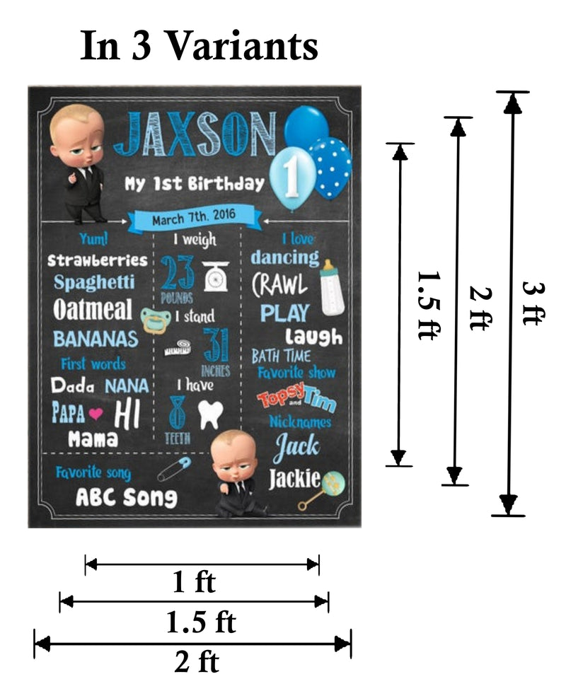 Boss Baby Theme Customized Chalkboard/Milestone Board for Kids Birthday Party