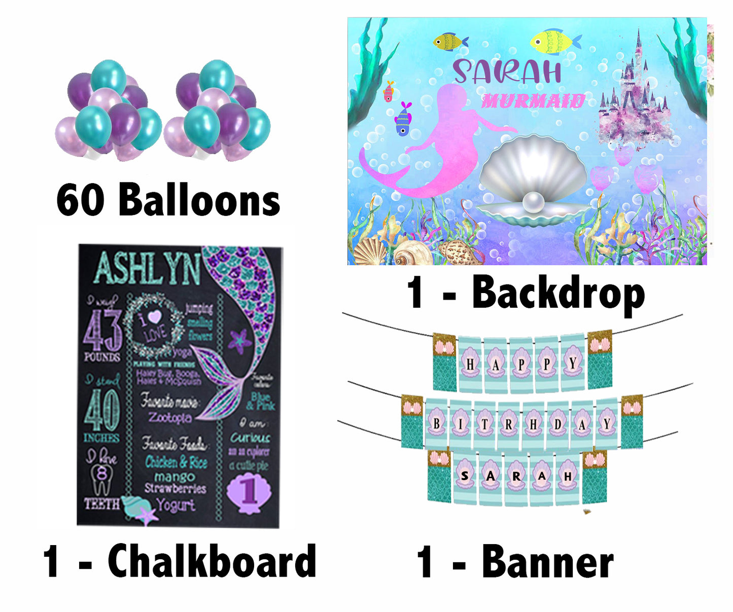 Little Mermaid Birthday Party Personalized Complete Kit