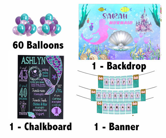 Little Mermaid Birthday Party Personalized Complete Kit