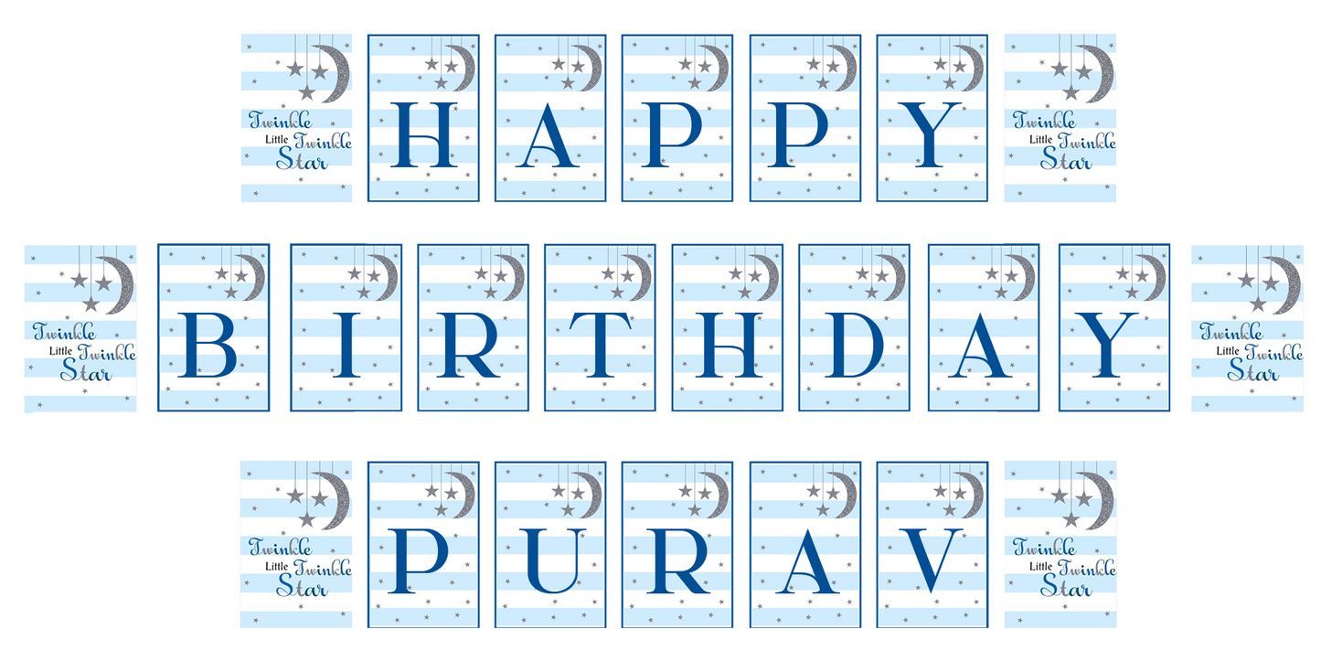 Twinkle Twinkle Little Star Theme Birthday Party Banner for Decoration