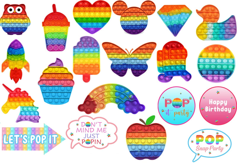 Pop It Theme Birthday Party Photo Booth Props Kit