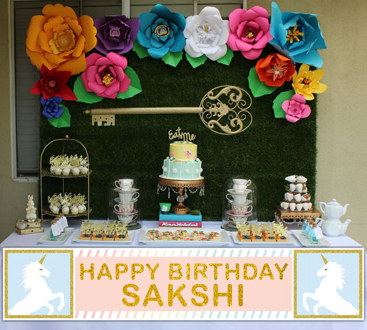 Unicorn Theme Birthday Party Long Banner for Decoration