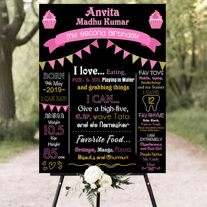 2nd Birthday Customized Chalkboard/Milestone Board for Kids Birthday Party