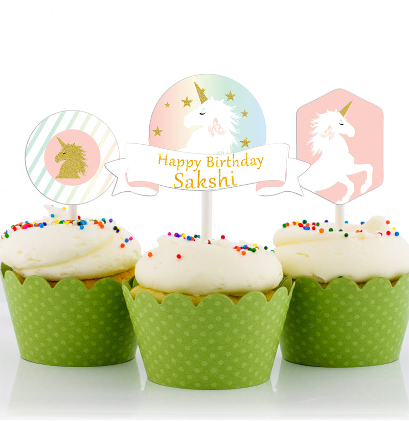 Unicorn Theme Birthday Party Cake Toppers for Decoration