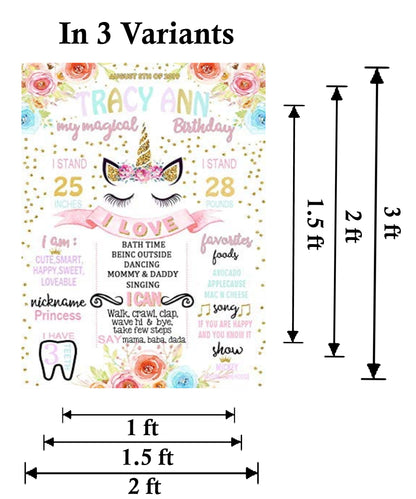 Unicorn Theme Customized Chalkboard/Milestone Board for Kids Birthday Party