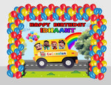 Cocomelon Theme Birthday Party Decoration kit with Backdrop & Balloons