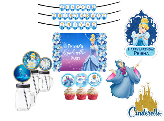 Cinderella Theme Birthday Party Combo Kit with Backdrop & Decorations