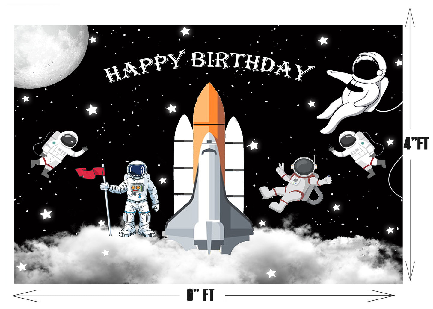 Space Theme Birthday Party Backdrop
