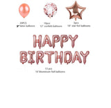 Rose Gold Birthday Party Decoration for Girls, Inflated Happy Birthday Alphabet Banners, Confetti Rose Gold Balloons,Cake Topper for Girls Birthday Supplies (Rose Gold) (Happy Birthday)
