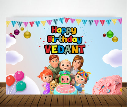Cocomelon Theme Birthday Party Backdrop