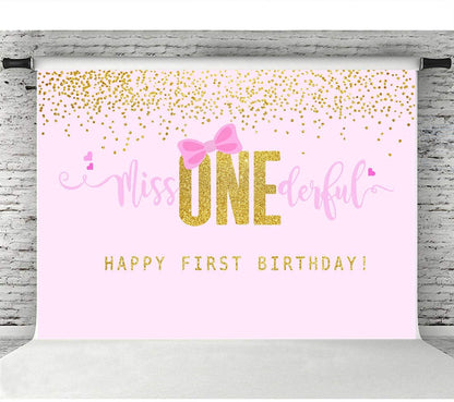 One Is Fun First Birthday Backdrop for Girls