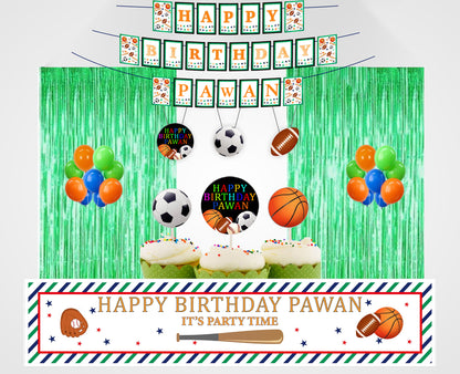 Sports  Theme Birthday Complete Party Kit with Backdrop & Decorations