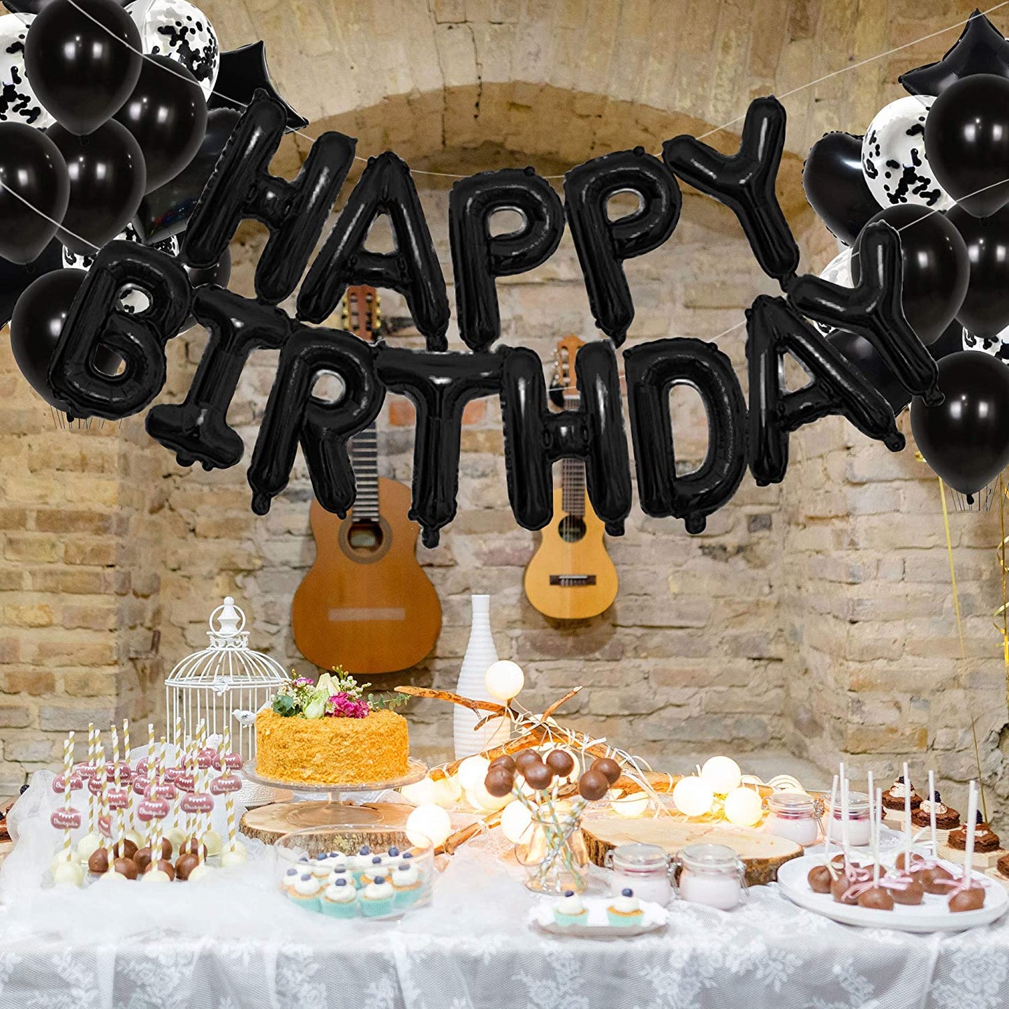 Black Party Decoration Bunting for Birthday