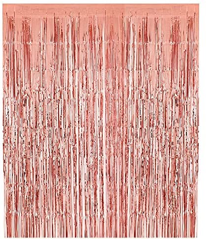 Decorations Supplies, Champagne Balloon, Pink Happy Birthday Banner, 25 Balloons,Rose Gold Foil Fringe Curtains,Confetti Balloons for 25th Birthday Decorations for Her (25th Birthday)