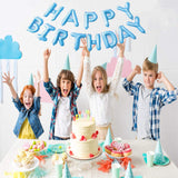Baby Blue Happy Birthday Balloon Banners , Alphabet Balloons Banner for Boys Birthday Party Decoration Men Teen Boys