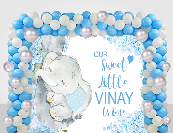 Elephant Theme Birthday Party Decoration kit with Backdrop & Balloons