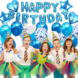 Birthday Party Decoration Boys, Blue Happy Birthday Banner Confetti Balloon Heart Star Balloon Birthday Table Confetti for Baby Shower Kid Girl Man Birthday Supplies (Happy Birthday)