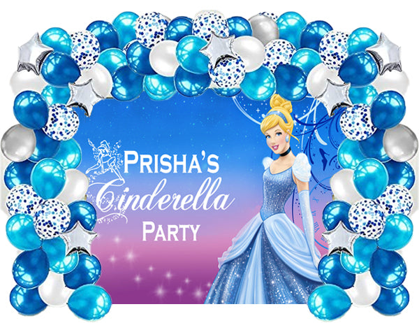 Cinderella Theme Birthday Party Decoration kit with Backdrop & Balloons