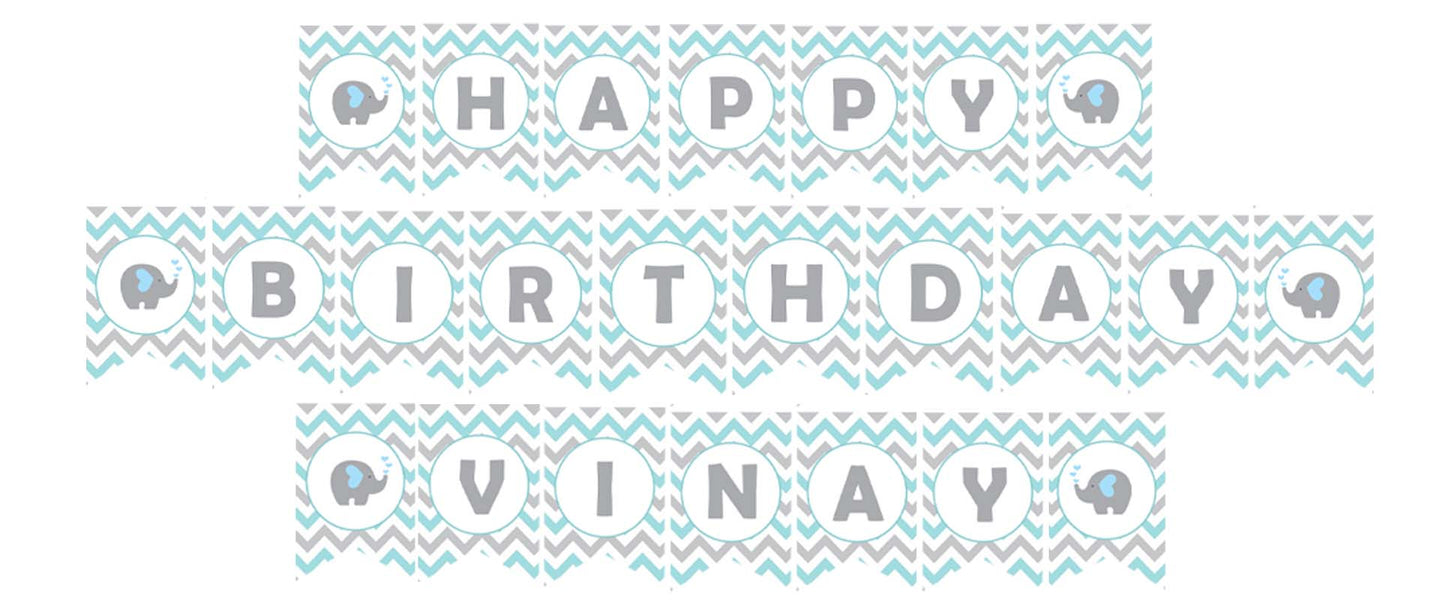 Elephant Theme Birthday Party Banner for Decoration
